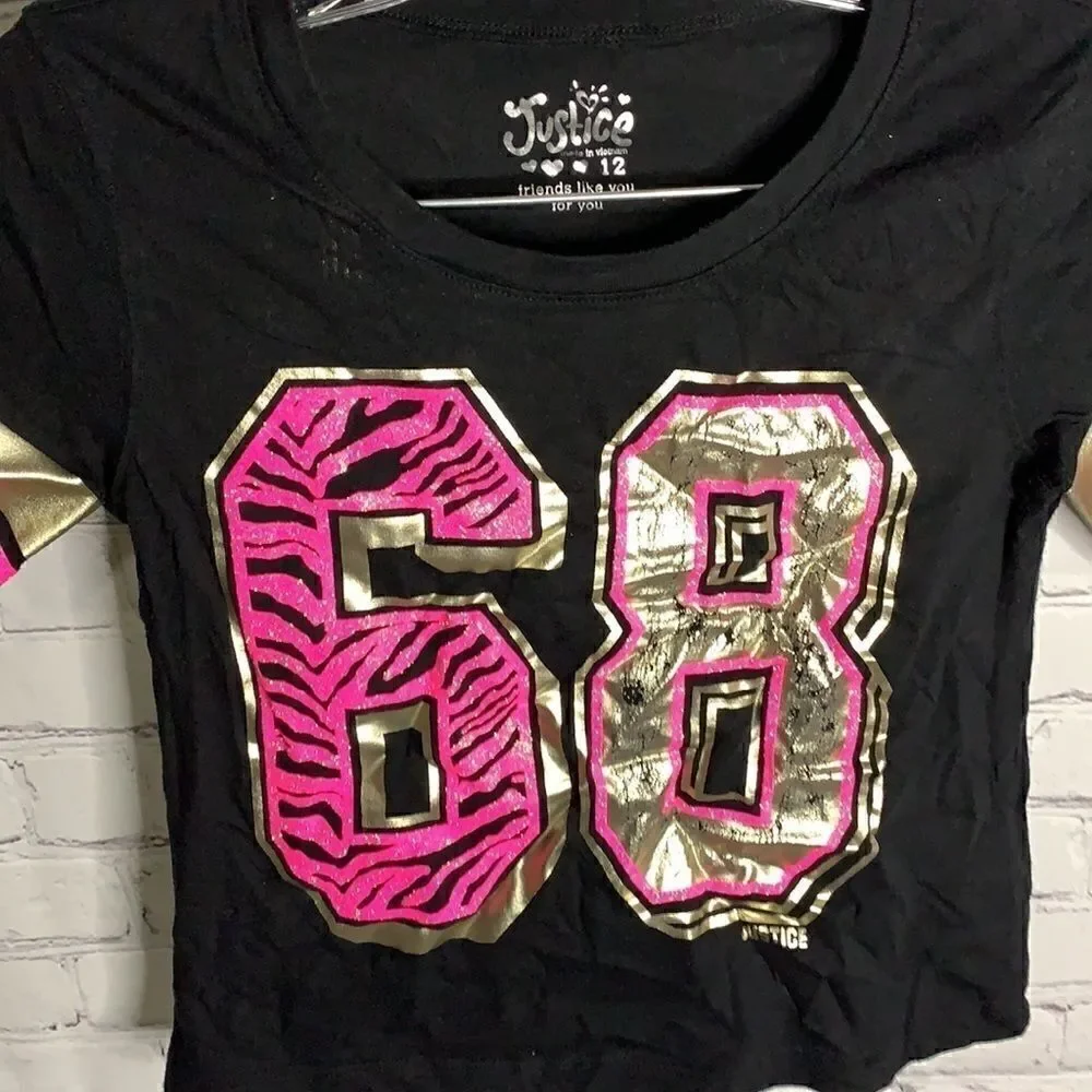 Justice Sparkles & Sequins Blue Pink Shirt Lot 12